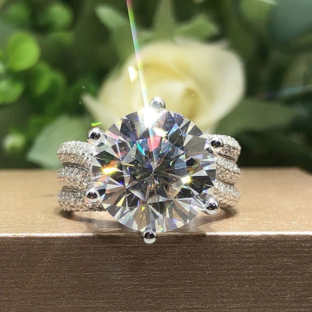 Certified 5ct. t.w. Moissanite Diamond Solitaire Luxury Engagement Ring NEW - Picture 5 of 12